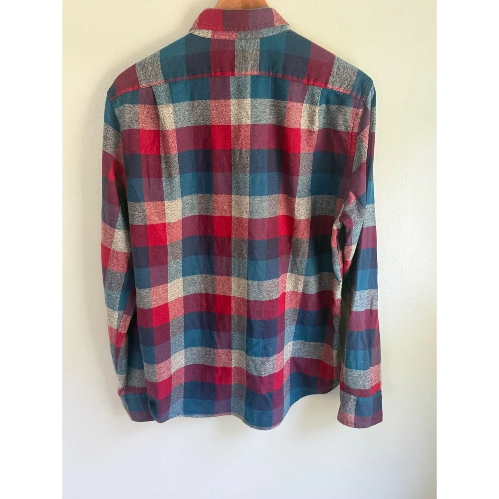 J. Crew Mens Slim Fit Flannel Plaid Button Down Shirt Red Blue M 06782 HO 13